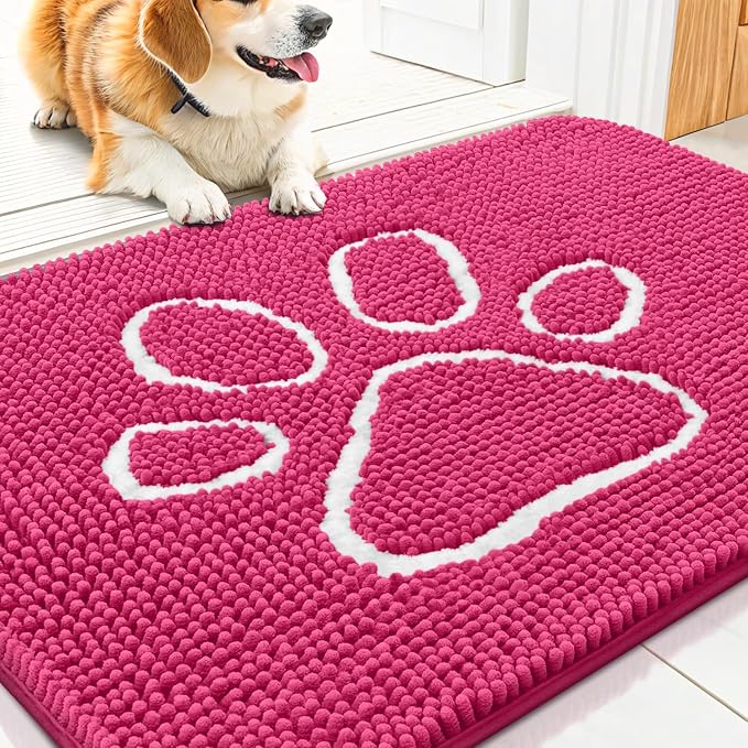 Smiry Dog Door Mat for Muddy Paws, Absorbent Dirt Trapper Non Slip Quick Dry