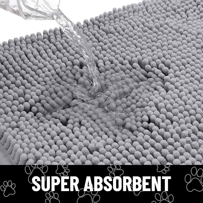 Smiry Dog Door Mat for Muddy Paws, Absorbent Dirt Trapper Non Slip Quick Dry