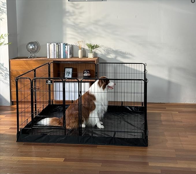 PJYuCien Dog Playpen Plus Storage Bag, 31.3" H 8 Panels Puppy Pen with Square Bottom, Heavy Duty Dog Fence for Puppies/Small Dogs