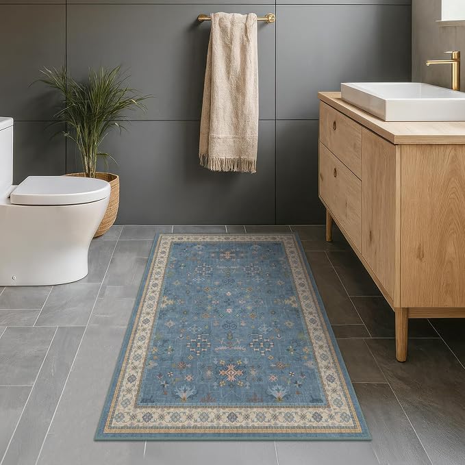 Washable Blue Rugs for Entryway Indoor