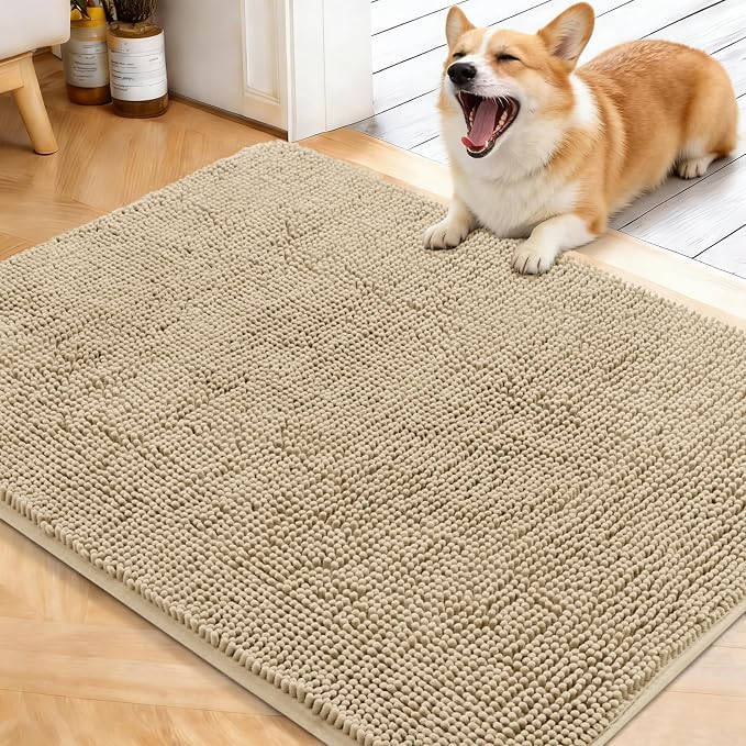 OLANLY Dog Door Mat for Muddy Paws 40x32, Absorbs Moisture and Dirt, Absorbent