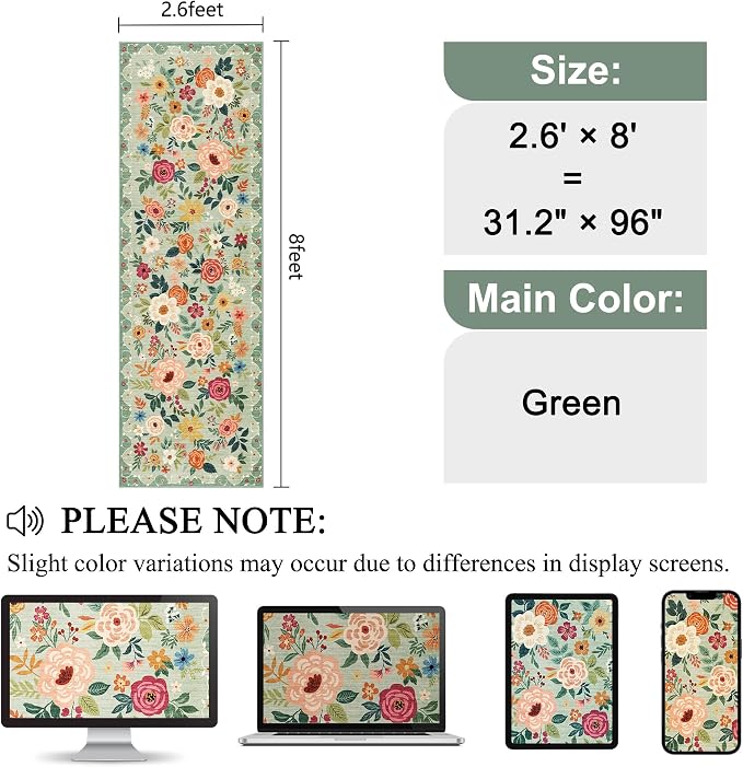 DUKINO 2.6x8 Kitchen Runner Rug