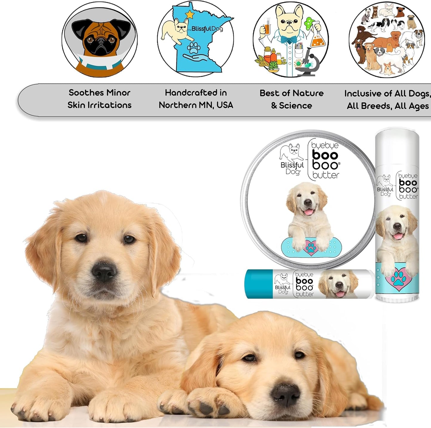 The Blissful Dog .50 oz Tube Golden Retriever Booboo Butter
