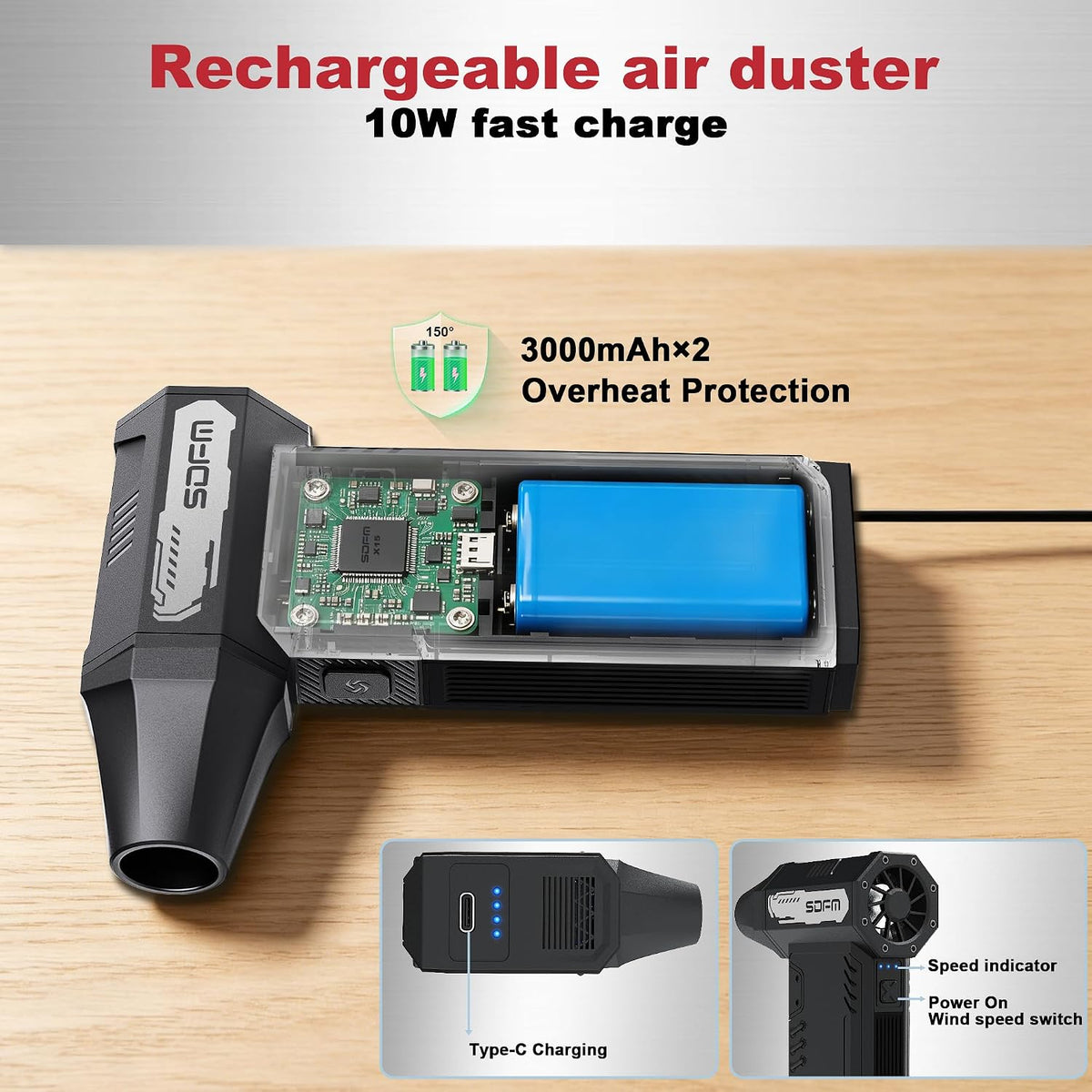 Compressed Air Duster,180,000RPM High Speed brushless Motor Mini Blower