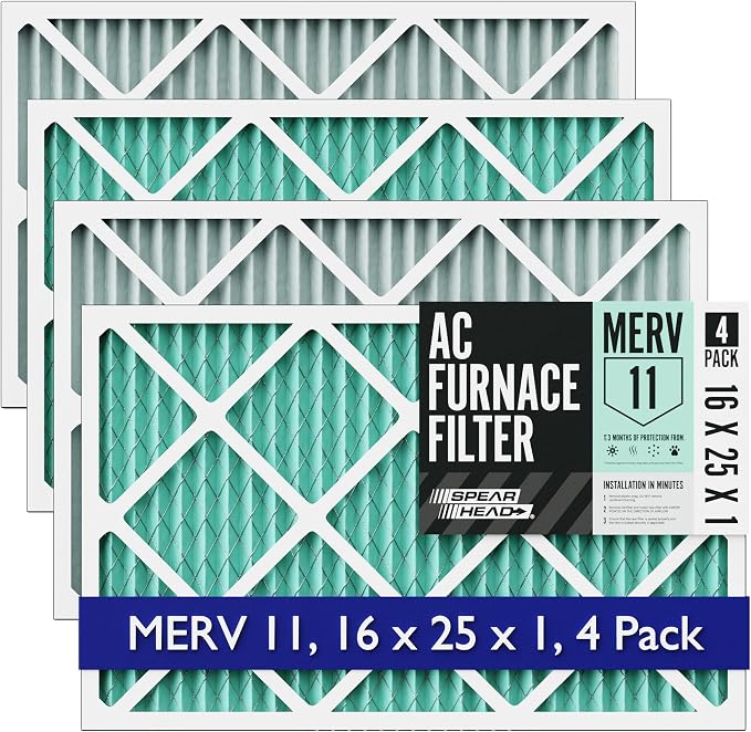 Spearhead MERV 11+ EPA-Registered Odor Defense HVAC AC Furnace Filter w/Rigid