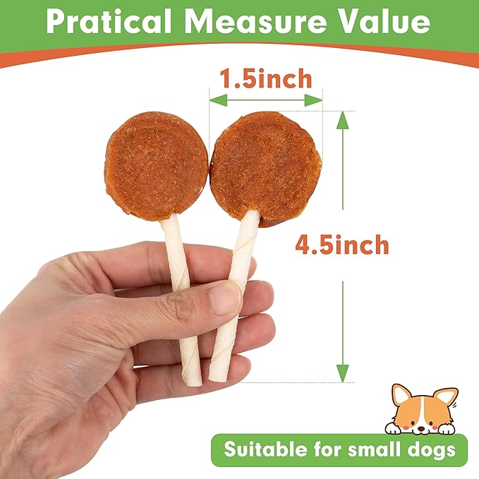 MON2SUN Lollipop Dog Treats, 4.5 Inch Chicken and Egg with Rawhide Twist Sticks, Healthy and Teeth Cleaning Snacks for Small Dogs, 10.58oz (15 Count-Pack of 1)