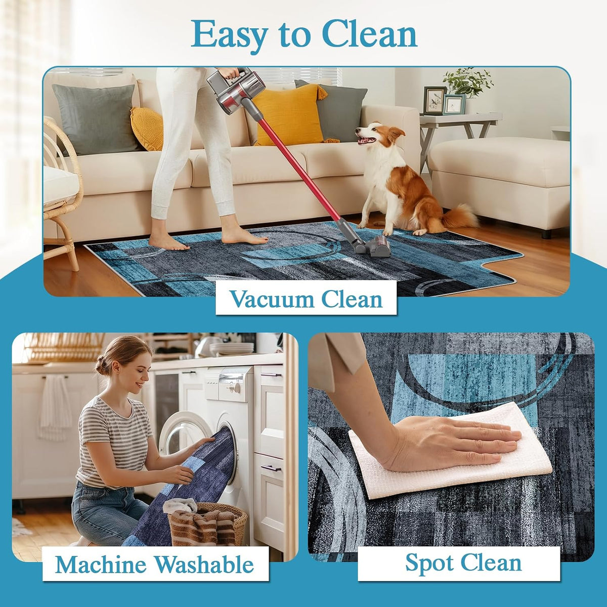 Office Chair Mat for Hardwood Floor & Tile Floor,36"X 48"-Convex Geo Blue
