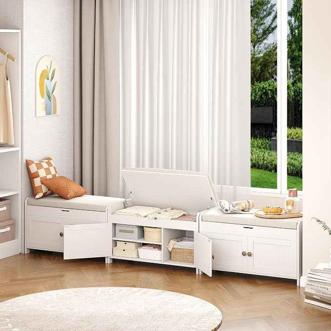 HOMEFORT 30" Shoe Bench with Lift Top Storage, Entryway Bench with Cushioned