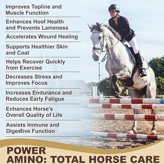 Horse Supplement for Joint, Hoof, and Coat Health, 8 Amino Acids for Horses, 30-Day Fast Results, XL Power Formula Boost Hooves & Prevent Lameness, Immune Health, Muscle Growth, 110-Day Supply