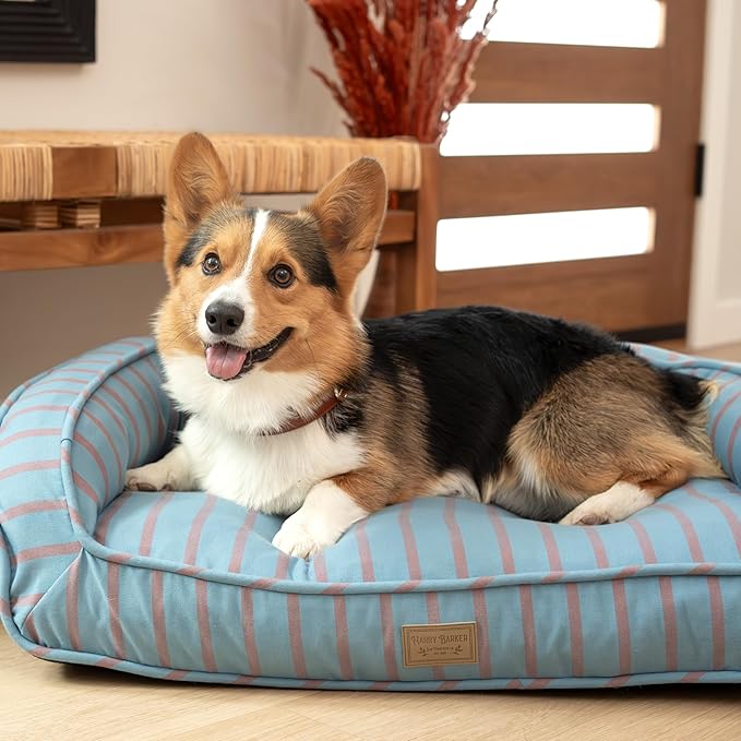Harry Barker Striped Pillow and Lounger Dog BEDS, Striped Lounger Bed - Medium