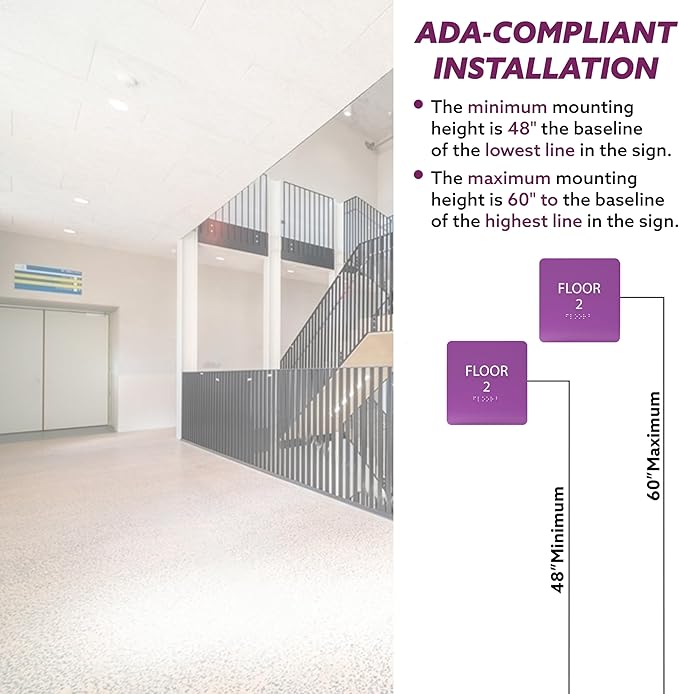 Burnt Sienna ADA Floor 2 Sign with Braille – Made from Durable Acrylic and Ready to Mount