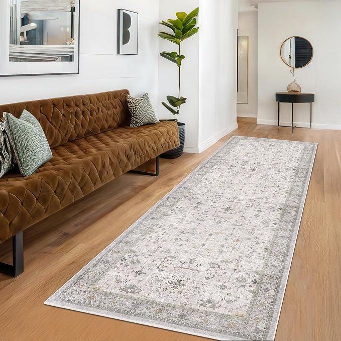 Hazo Haus Light Gray Kitchen Rug 12 ft Long