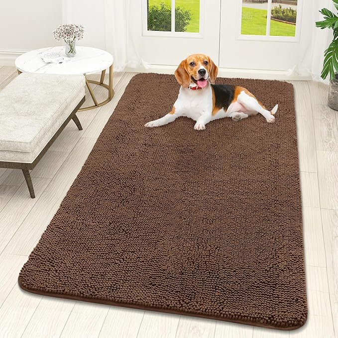 OLANLY Dog Door Mat for Muddy Paws 59x32, Absorbs Moisture and Dirt, Absorbent