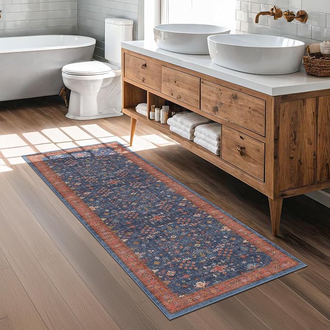 Hazo Haus Navy Blue Runner Rug 2x7