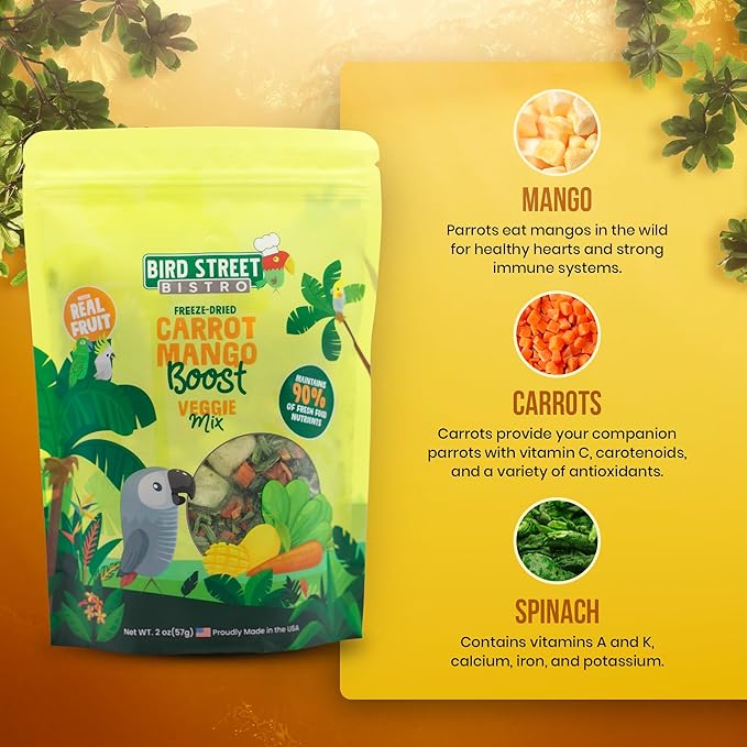 Bird Street Bistro Parrot Food - Parakeet & Cockatiel Food - Cooks in 3-15 min with Natural & Organic Grains, Legumes, Non-GMO Fruits, Vegetables & Health Spices