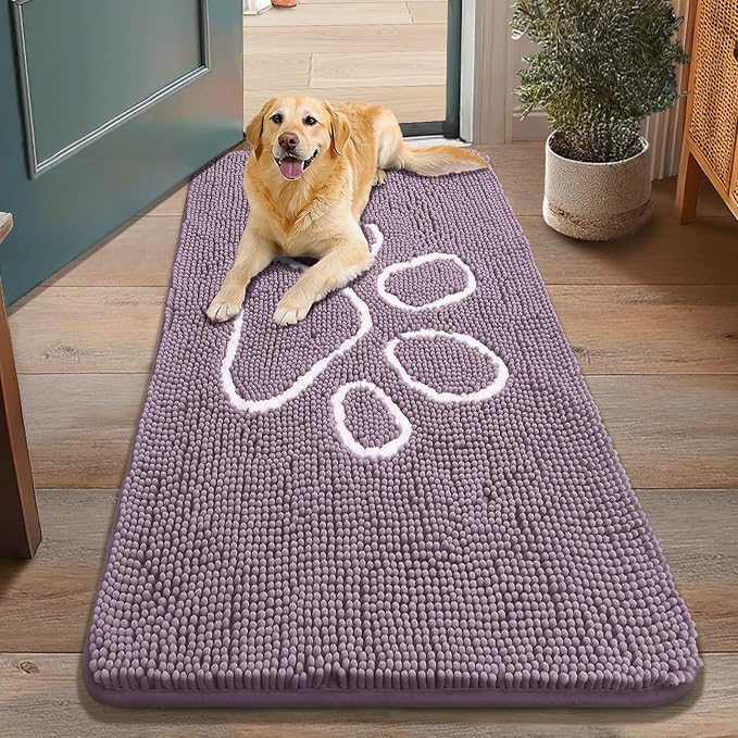 Smiry Dog Door Mat for Muddy Paws, Absorbent Dirt Trapper Non Slip Quick Dry