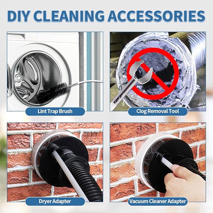Bluesea 7 Pieces 35 Feet Dryer Vent Cleaner Kit, Reinforced Nylon Dryer Vent