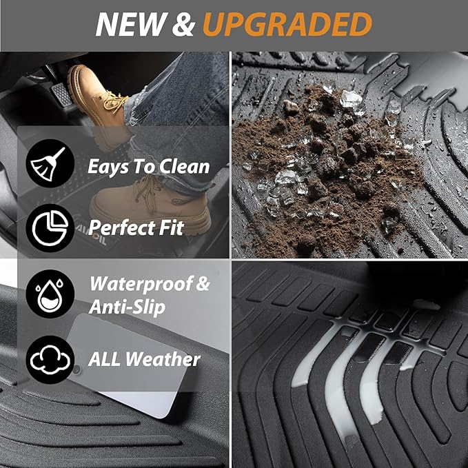 AIPOIL® Floor Mats & Cargo Liner Set for 2017-2024 MINI Countryman F60 (Not for Manual Transmission) All Weather Protection TPE Anti-Slip Automotive Full Set Custom Car Mats Accessories - Black