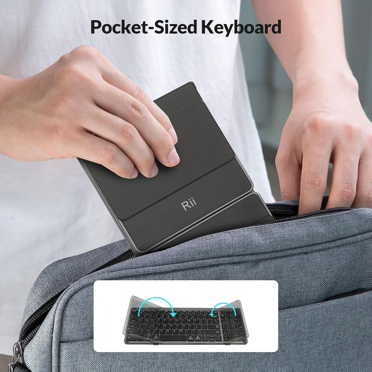 Rii RK809 Portable Foldable Bluetooth Keyboard with Numberpad