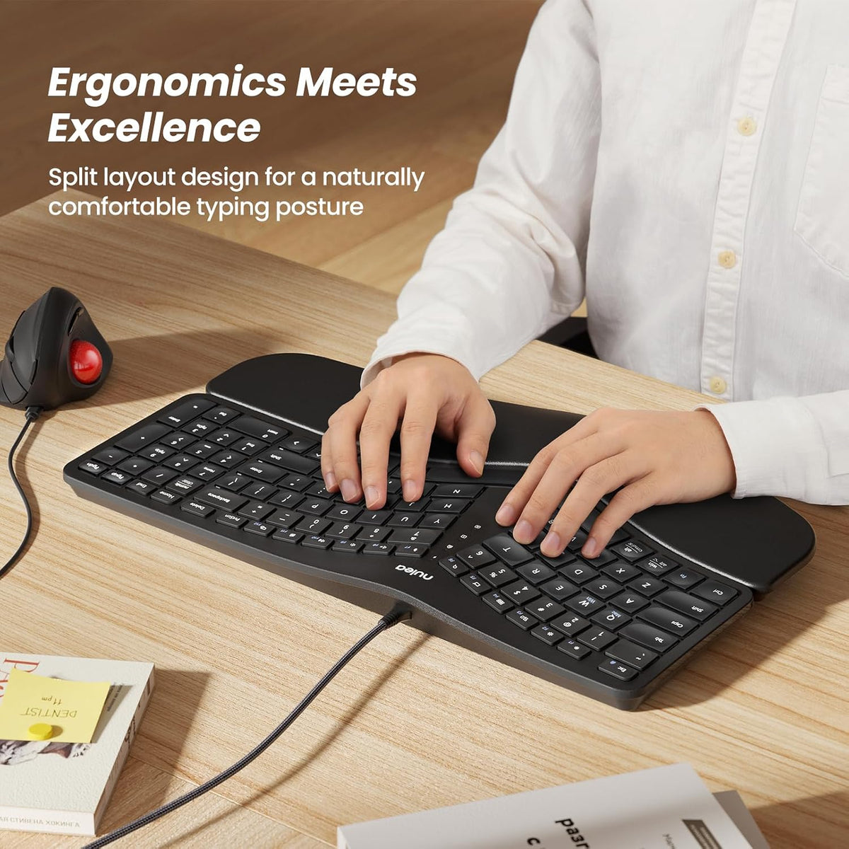 Nulea Ergonomic Split Keyboard Wired with Wrist Rest and USB-C Connection
