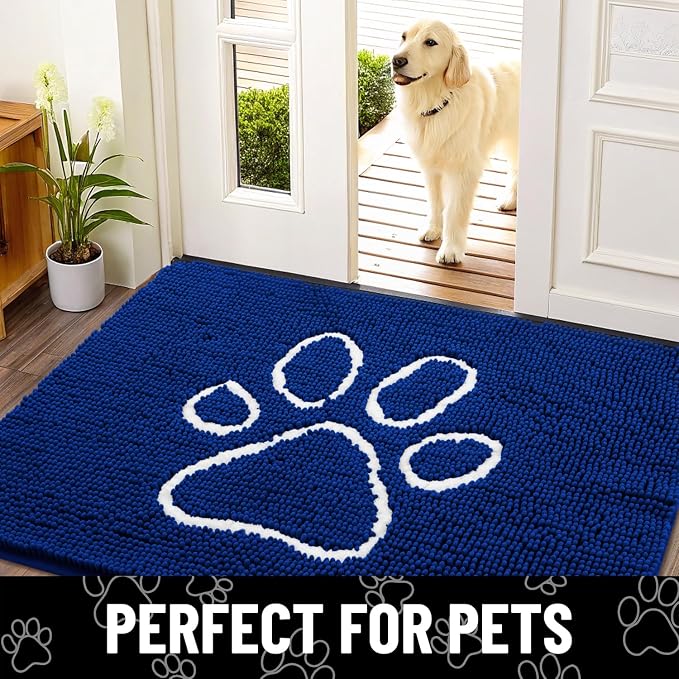 Smiry Dog Door Mat for Muddy Paws, Absorbent Dirt Trapper Non Slip Quick Dry