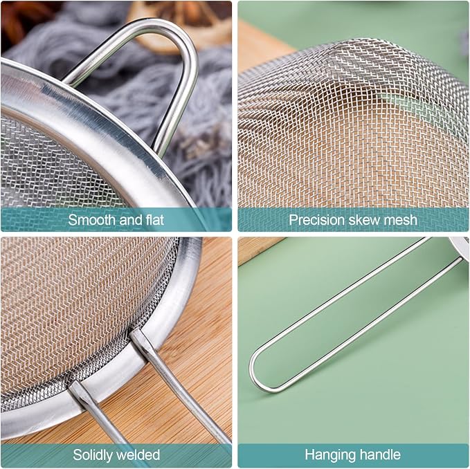2 Pack Fine Mesh Strainer, Small Stainless Steel Sieves