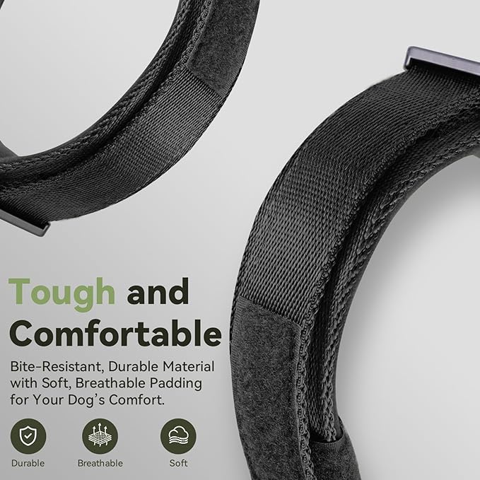 2025 Upgrade Waterproof AirTag Dog Collar, Military Tactical Dog Collar with AirTag Holder, Comfortable Control Handle and Metal Buckle, GPS Dog Collar Holder for Medium to Large Dogs (Black, XL)