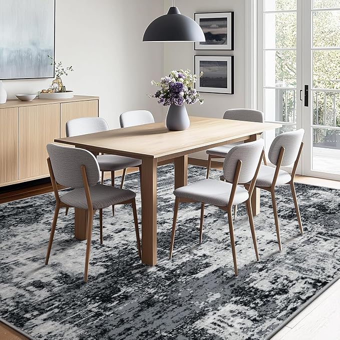 RELEANY Washable Area Rugs 4'x5' Non-Slip Modern Abstract Soft