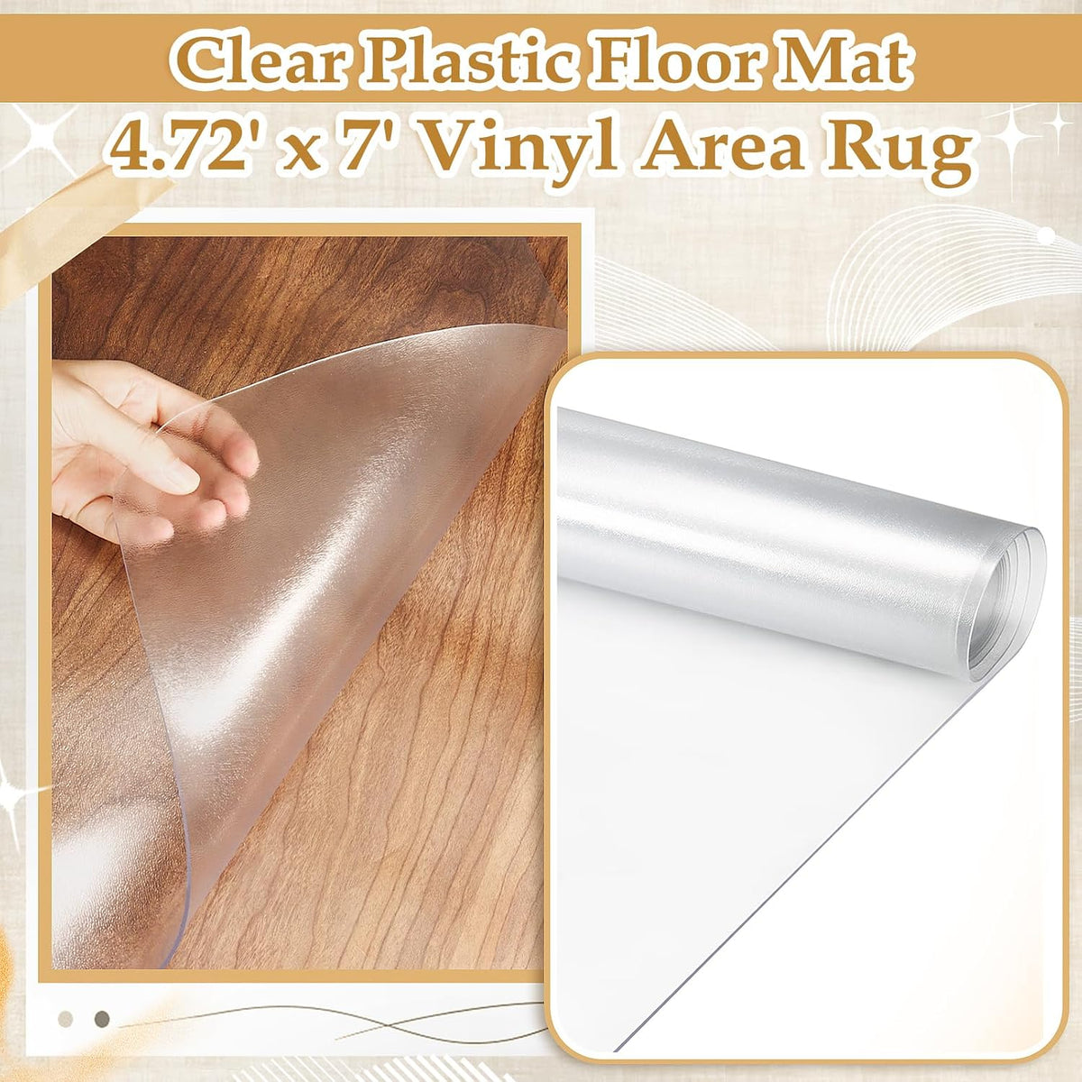 Clear Plastic Floor Mat 4.75 x 7 Ft PVC Floor Protector for Kitchen Floor