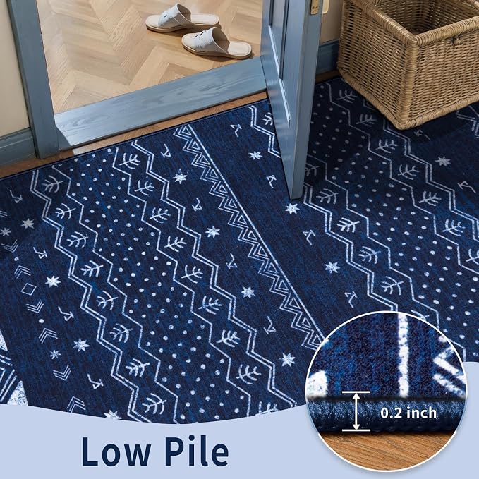 SERISSA Hallway Runner Rug, Soft Low-Pile Geometric Indoor Long Carpet