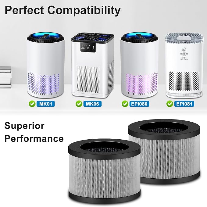2 Pack MK01 MK06 Air Filter Replacement Compatible