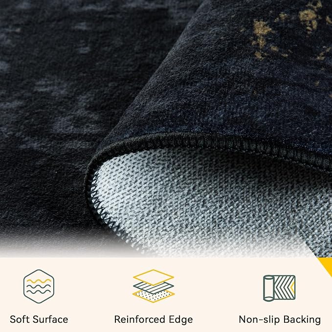 RELEANY Washable Area Rugs 4ft Non-Slip Modern Abstract Soft