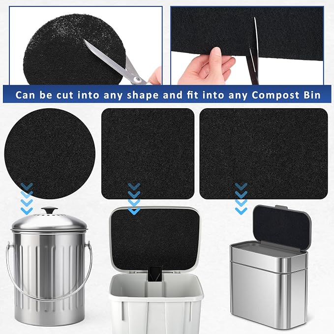 Square Compost Bin Charcoal Filters 78.7 x 5.5 Inch, Activated Carbon Filter