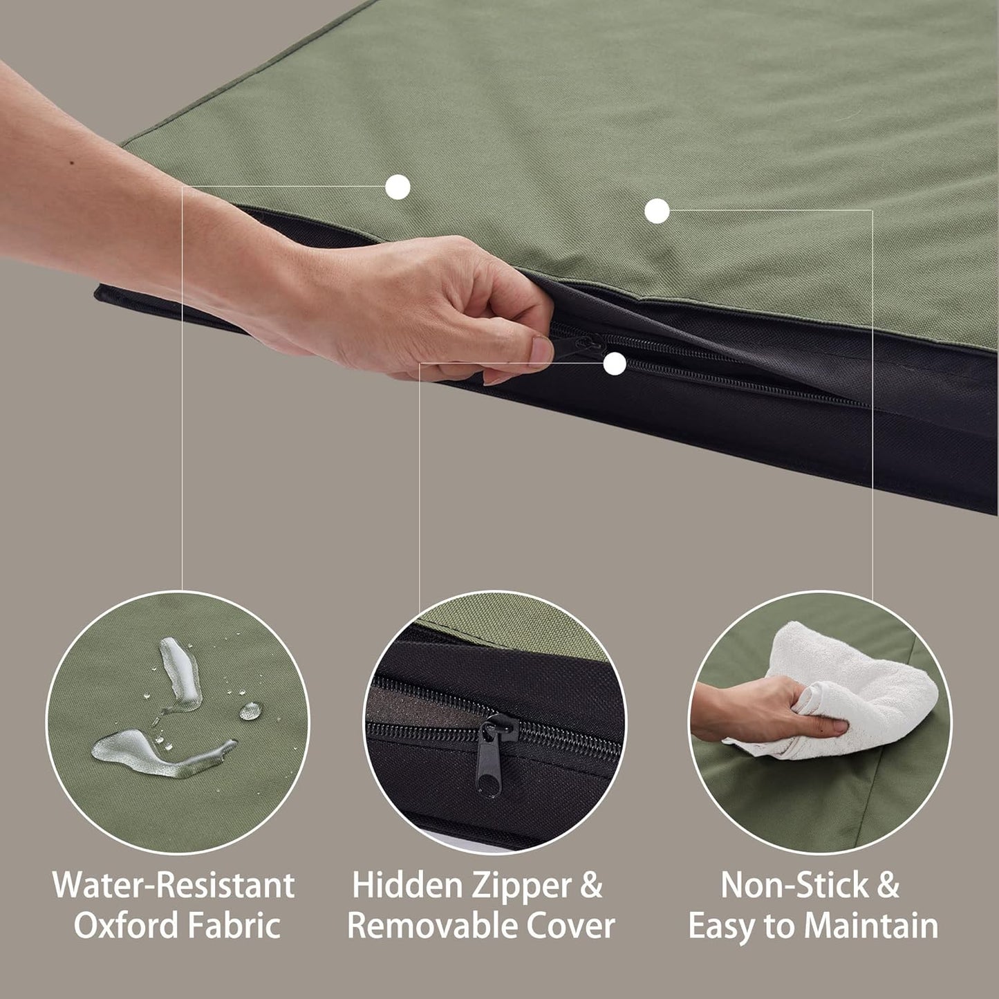 Outdoor Dog Bed for Large Dogs, Waterproof & Washable, Foldable & Orthopedic, 41" All-Weather