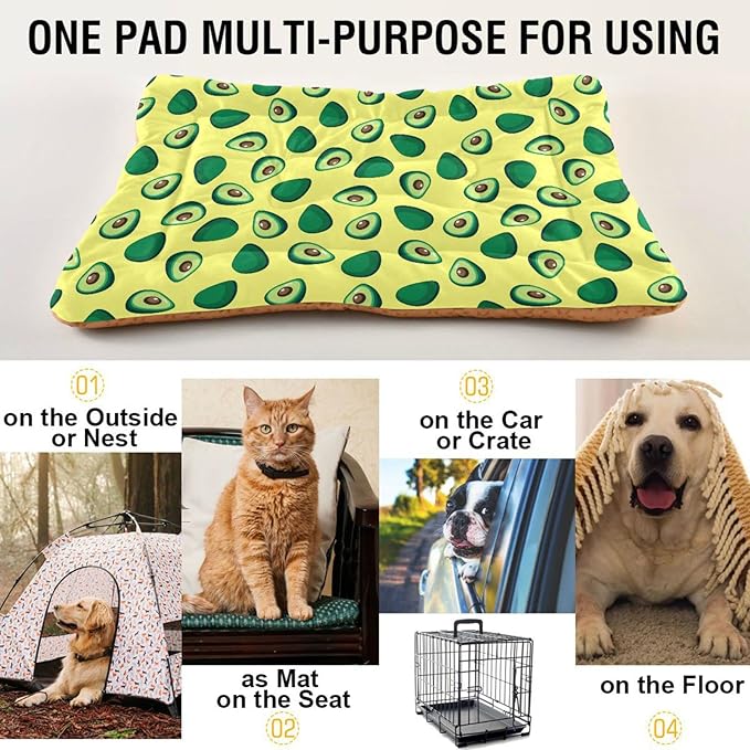 Pet Bed Yellow Avocado Dog Bed Mat Absorbing Non Slip Pad Pet Sleeping Mat for Small, Medium, and Large Dogs Puppy Cat 36 in x 24 in