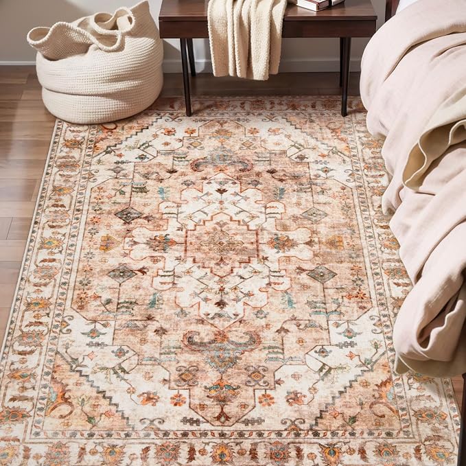 SERISSA Area Rug 3x5 Boho Peach Cream Rugs