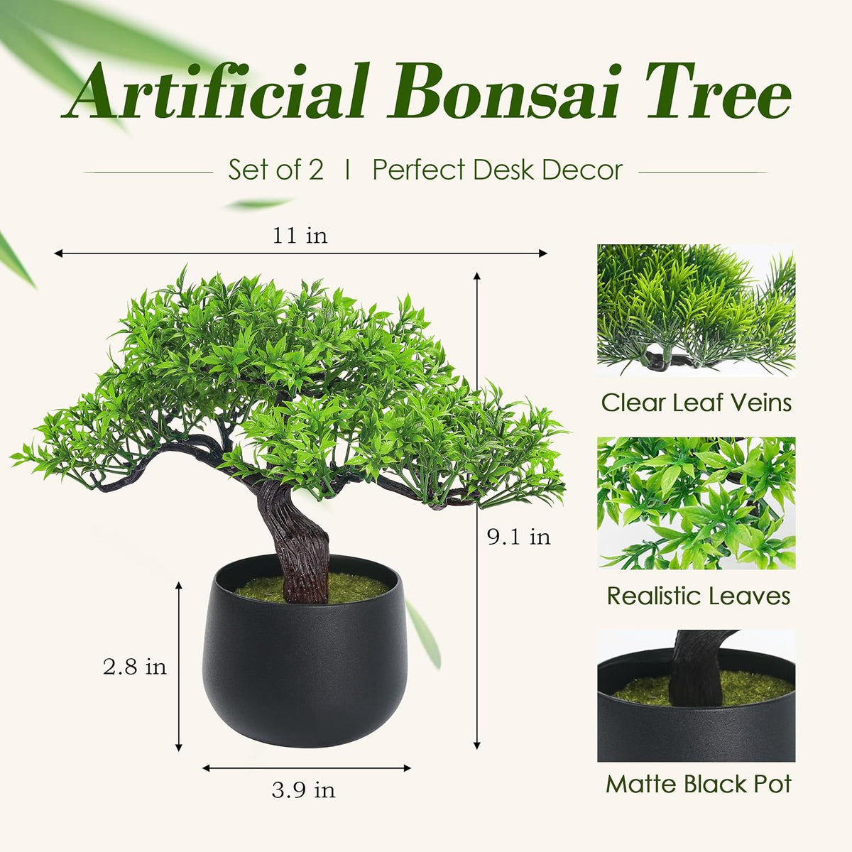 Der Rose 2Pcs Paired Fake Bonsai Tree Set Fake Plants for Shelf Desk Decor