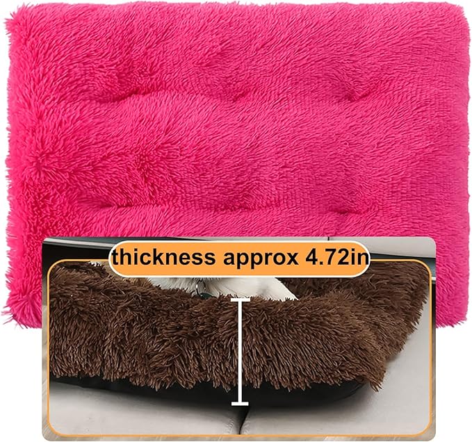 Dog Crate Mat, Dog Bed for Large Dogs, Comfy Fluffy Kennel Pad Anti-Slip for Dog beds & Furniture, Quilted Dog Bed for Pets for Medium/Small Dogs Cats (Color : Rose, Size : 36x25)