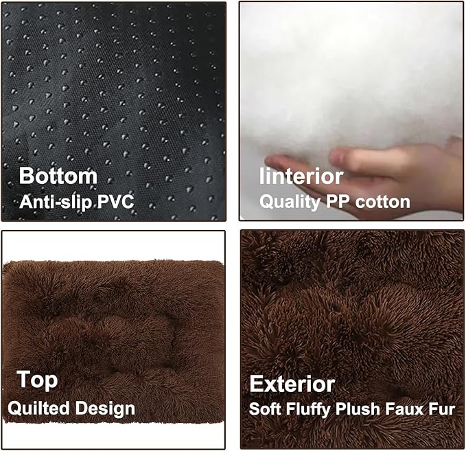 Dog Crate Mat, Dog Bed for Large Dogs, Comfy Fluffy Kennel Pad Anti-Slip for Dog beds & Furniture, Quilted Dog Bed for Pets for Medium/Small Dogs Cats (Color : Coffee, Size : 36x25)