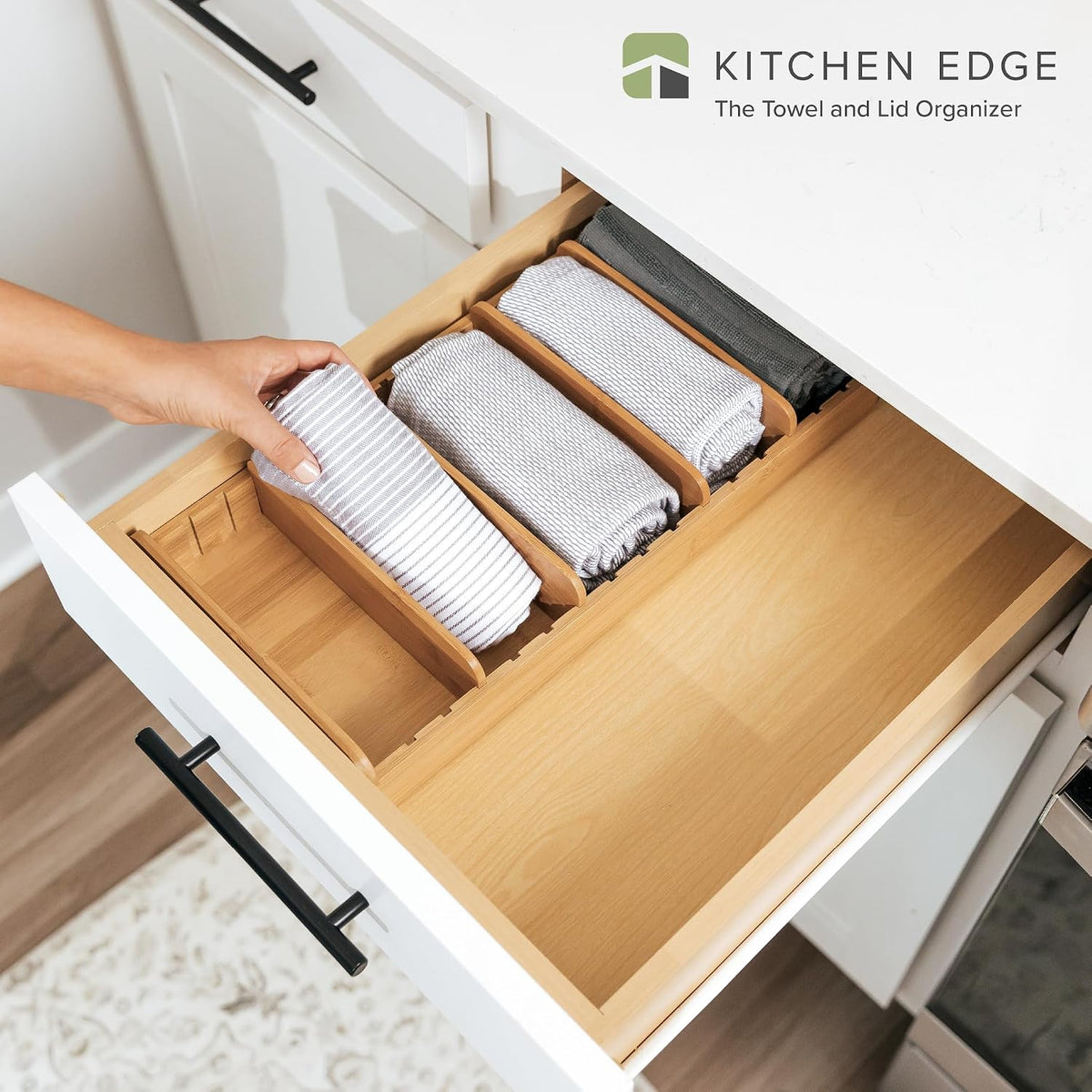 KitchenEdge Kitchen Towel & Storage Organizer, Bamboo