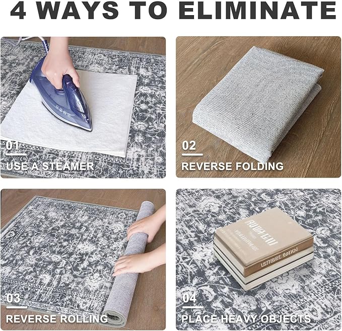 KILOCOCO Hallway Runner 3x18 Rug Runner Printed Vintage Floral Washable Kitchen