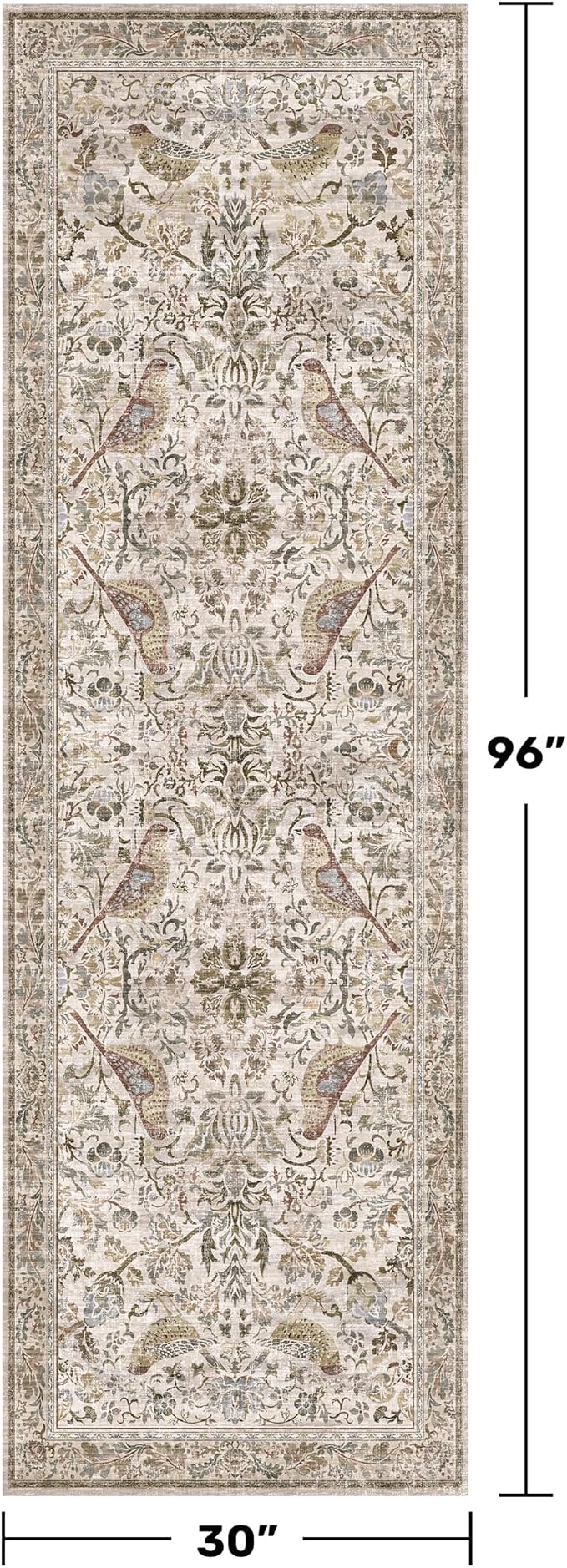 Boho 2'6"x8' Long Kitchen Runner Rugs Non Skid Washable, Stain Resistant Carpet