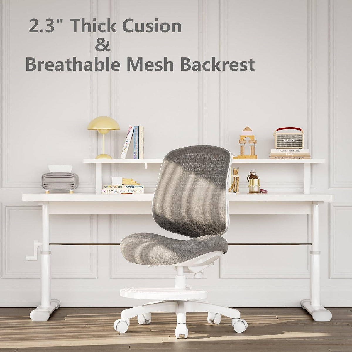 Small Armless Office Chair, Mesh Ergonomic Desk Chairs (Grey)