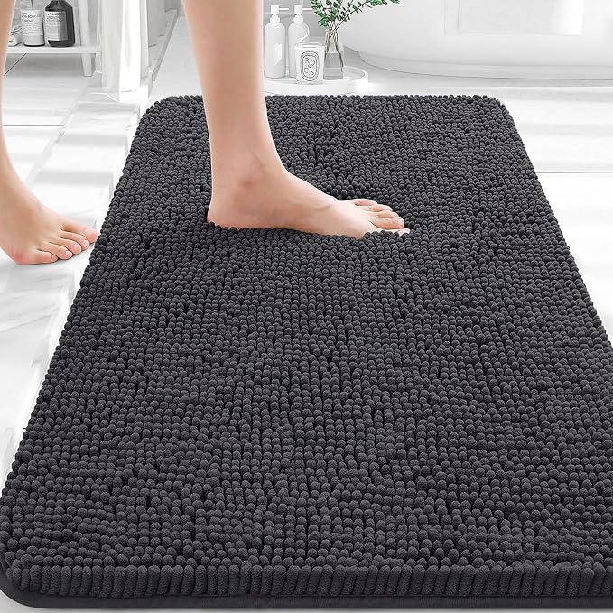 OLANLY Bathroom Rugs 30x20, Extra Soft Absorbent Chenille Bath Rugs, Rubber