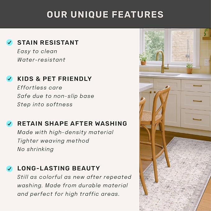 Light Grey 2x5 Boho Bathroom Runner Rug