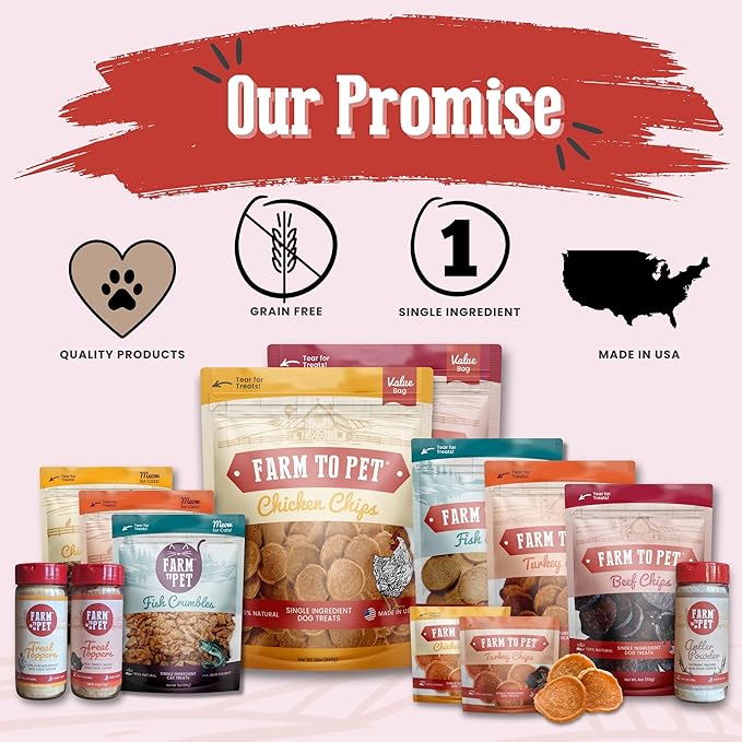 Farm To Pet - Dog Training Treats - 4 oz Beef Chips, Single Ingredient, Lean, All Natural, Healthy Treats for Small, Medium, Large Dog Breeds, & Puppies, Made in USA