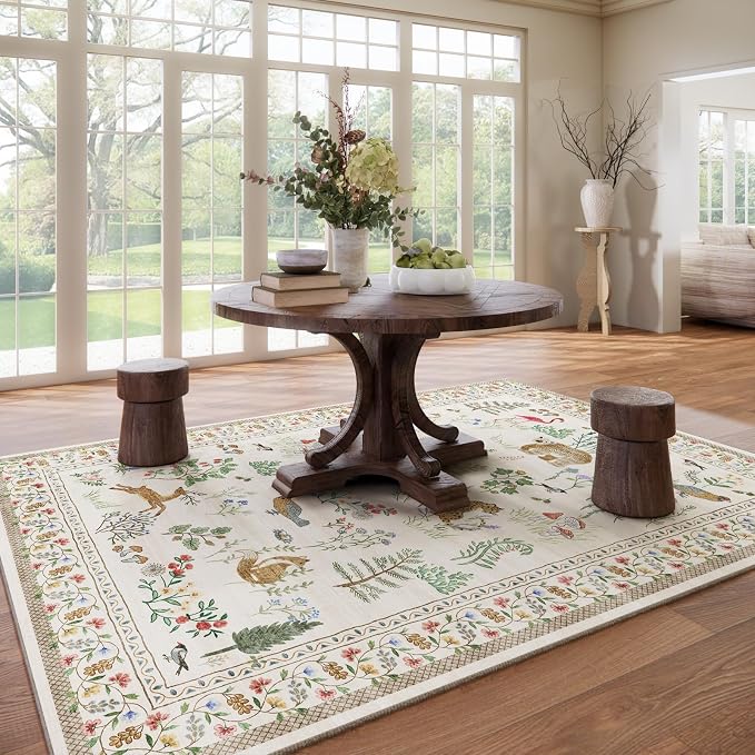 9x12 Area Rugs for Living Room: Washable Bedroom Rug Vintage Stain Resistant