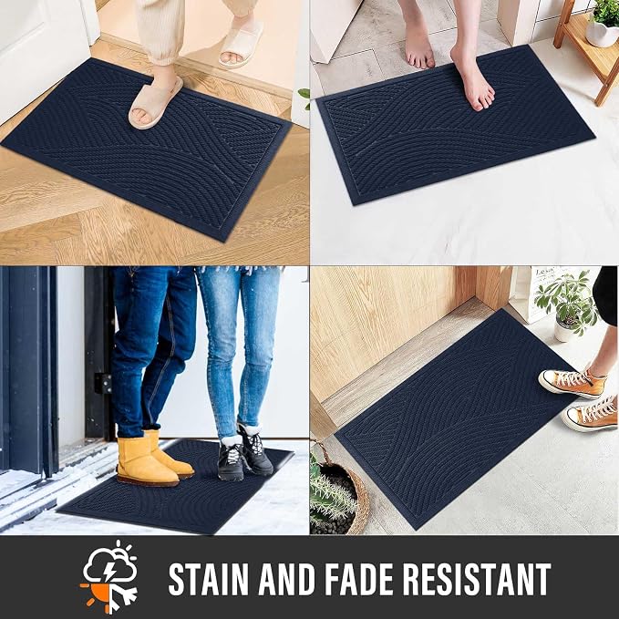 HIYARD Sturdy Front Door Mat, Absorbent Muddy Dirt Resist Welcome Door Mats