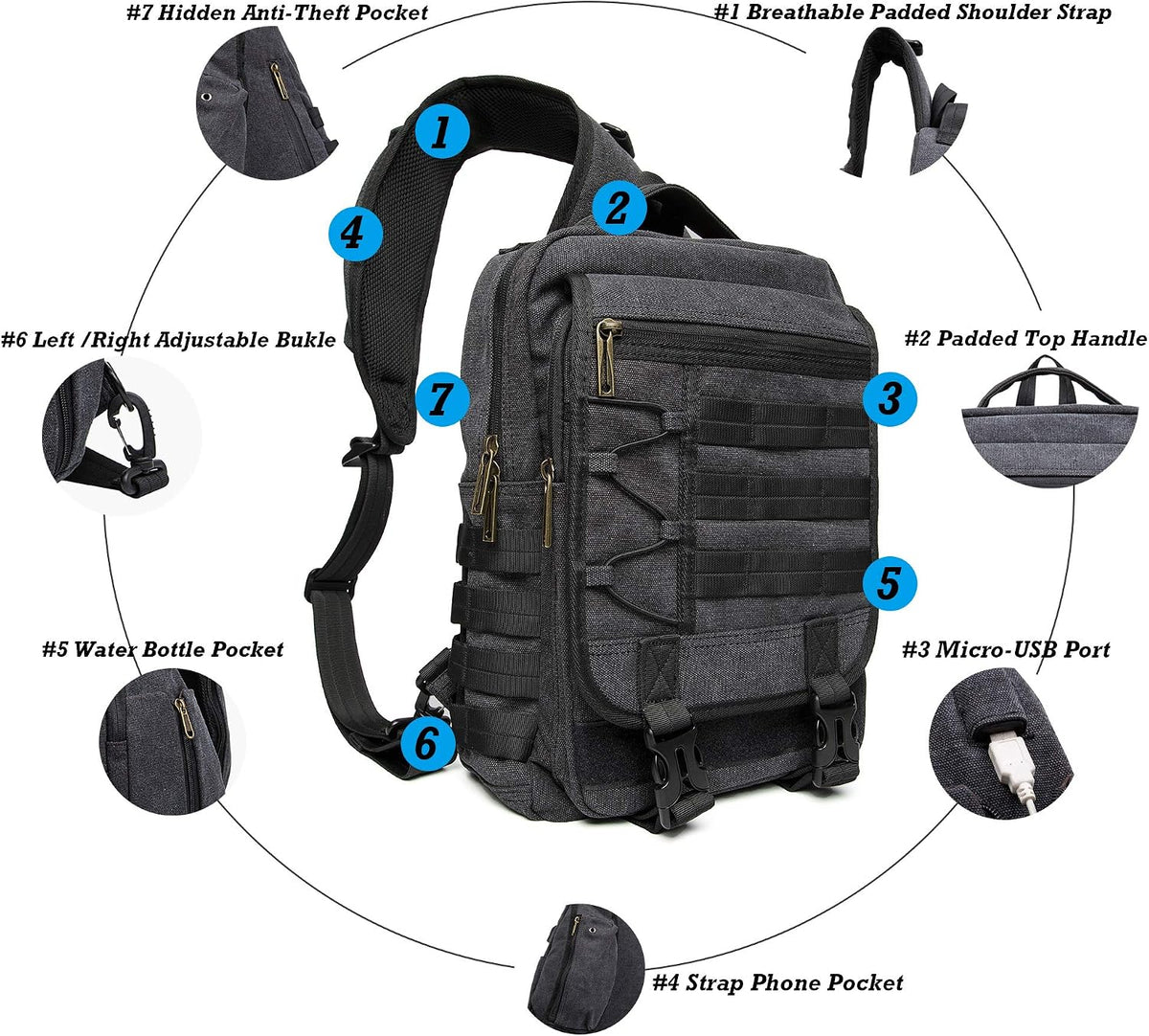 NICGID Sling Bags Chest Shoulder Backpacks, Laptop Backpack Crossbody Messenger Bag Travel Outdoor Men Women