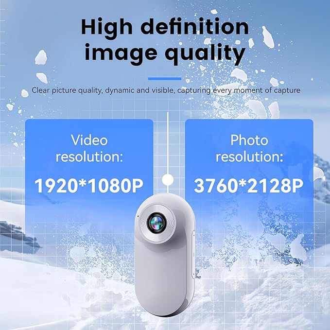 Upgraded 1080P Cat Camera Collar with Display, Thumb Camera with Video Records for Sports and Action, Pet Dog Tracker Wearable Cam Back Clip Motion Cam with Accessories Kit, 120° Wide Angle, White